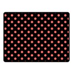 Polka Dots - Pastel Red on Black Fleece Blanket (Small) (One Side)