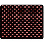 Polka Dots - Pastel Red on Black Double Sided Fleece Blanket (Medium) (Two Sides)