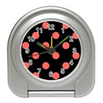 Polka Dots - Pastel Red on Black Desk Alarm Clock