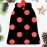 Polka Dots - Pastel Red on Black Ornament (Bell)