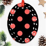 Polka Dots - Pastel Red on Black Ornament (Bell) Ornament (Oval Filigree)