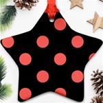 Polka Dots - Pastel Red on Black Ornament (Star)