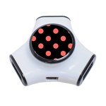 Polka Dots - Pastel Red on Black Portable USB Hub (One Side)