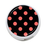 Polka Dots - Pastel Red on Black 4-Port USB Hub (One Side)