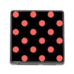 Polka Dots - Pastel Red on Black Memory Card Reader (Square)