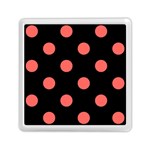 Polka Dots - Pastel Red on Black Memory Card Reader with Storage (Square)