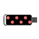 Polka Dots - Pastel Red on Black Portable USB Flash (One Side)