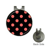 Polka Dots - Pastel Red on Black Golf Ball Marker Hat Clip