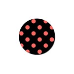 Polka Dots - Pastel Red on Black Golf Ball Marker