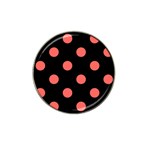 Polka Dots - Pastel Red on Black Hat Clip Ball Marker