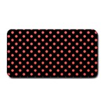 Polka Dots - Pastel Red on Black Medium Bar Mat