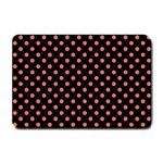 Polka Dots - Pastel Red on Black Small Doormat