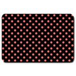 Polka Dots - Pastel Red on Black Large Doormat