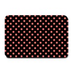 Polka Dots - Pastel Red on Black Plate Mat