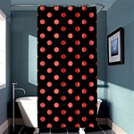 Polka Dots - Pastel Red on Black Shower Curtain 36  x 72  (Stall)