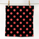 Polka Dots - Pastel Red on Black Face Towel