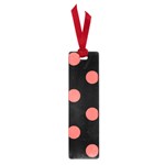 Polka Dots - Pastel Red on Black Small Book Mark