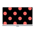 Polka Dots - Pastel Red on Black Business Card Holder