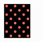 Polka Dots - Pastel Red on Black Small Garden Flag (Two Sides)