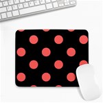 Polka Dots - Pastel Red on Black Small Mousepad