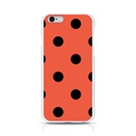 Polka Dots - Black on Tomato Red Apple iPhone 6/6S Silicone Case (Transparent)