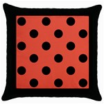 Polka Dots - Black on Tomato Red Throw Pillow Case (Black)