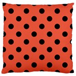 Polka Dots - Black on Tomato Red Large Cushion Case (One Side)