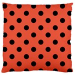 Polka Dots - Black on Tomato Red Large Flano Cushion Case (One Side)