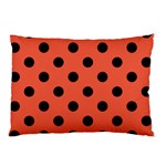 Polka Dots - Black on Tomato Red Pillow Case (One Side)