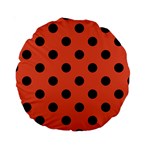 Polka Dots - Black on Tomato Red Standard 15  Premium Round Cushion