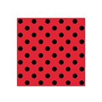 Polka Dots - Black on Alizarin Red Satin Bandana Scarf