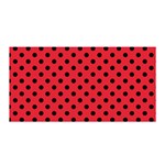 Polka Dots - Black on Alizarin Red Satin Wrap