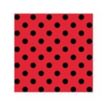 Polka Dots - Black on Alizarin Red Small Satin Scarf  (Square)