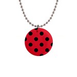 Polka Dots - Black on Alizarin Red 1  Button Necklace