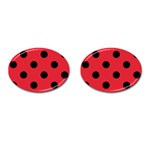 Polka Dots - Black on Alizarin Red Cufflinks (Oval)