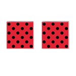 Polka Dots - Black on Alizarin Red Cufflinks (Square)