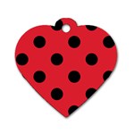 Polka Dots - Black on Alizarin Red Dog Tag Heart (One Side)