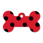 Polka Dots - Black on Alizarin Red Dog Tag Bone (One Side)