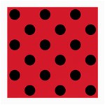 Polka Dots - Black on Alizarin Red Medium Glasses Cloth