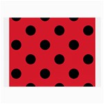 Polka Dots - Black on Alizarin Red Large Glasses Cloth (2 Sides)