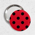 Polka Dots - Black on Alizarin Red 2.25  Handbag Mirror