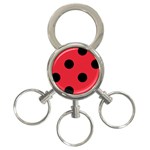 Polka Dots - Black on Alizarin Red 3-Ring Key Chain