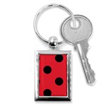 Polka Dots - Black on Alizarin Red Key Chain (Rectangle)