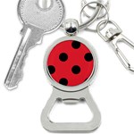 Polka Dots - Black on Alizarin Red Bottle Opener Key Chain