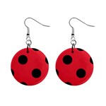 Polka Dots - Black on Alizarin Red 1  Button Earrings