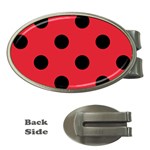 Polka Dots - Black on Alizarin Red Money Clip (Oval)