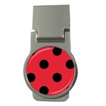 Polka Dots - Black on Alizarin Red Money Clip (Round)