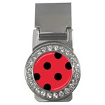 Polka Dots - Black on Alizarin Red Money Clip (CZ)