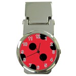 Polka Dots - Black on Alizarin Red Money Clip Watch