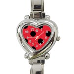 Polka Dots - Black on Alizarin Red Heart Italian Charm Watch